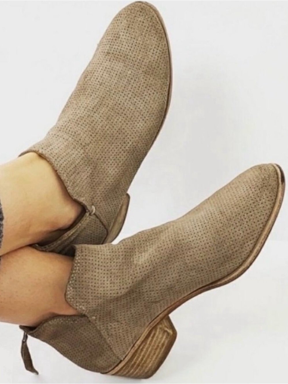 Dolce Vita Perforated Taupe Ankle Booties